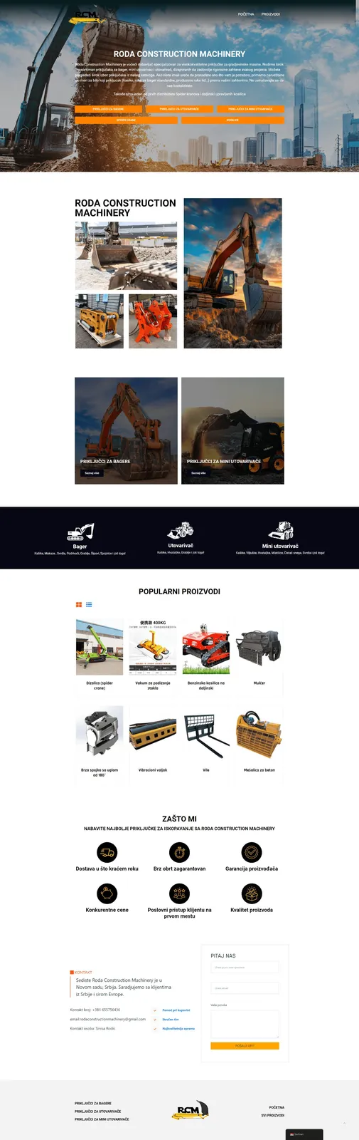 RODA MACHINERY CONSTRUCTION — Izrada Website